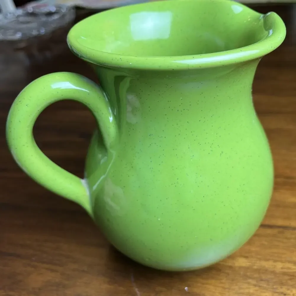 Speckled Green Terre D'Umbria Rustic Pitcher, Made in Italy 6-3/4” Stoneware